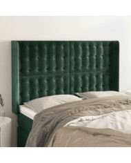 Tête de lit avec oreilles Vert foncé 147x16x118/128 cm Velours | Mobilier & Déco