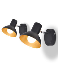 Lampe murale 2 pcs pour 2 ampoules E27 Noir et doré | Mobilier & Déco