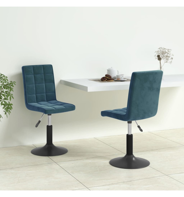 Chaises pivotantes à manger lot de 2 bleu velours | Mobilier & Déco