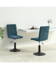 Chaises pivotantes à manger lot de 2 bleu velours | Mobilier & Déco
