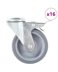 16 pcs Roulettes pivotantes à trou de boulon 100 mm | Mobilier & Déco