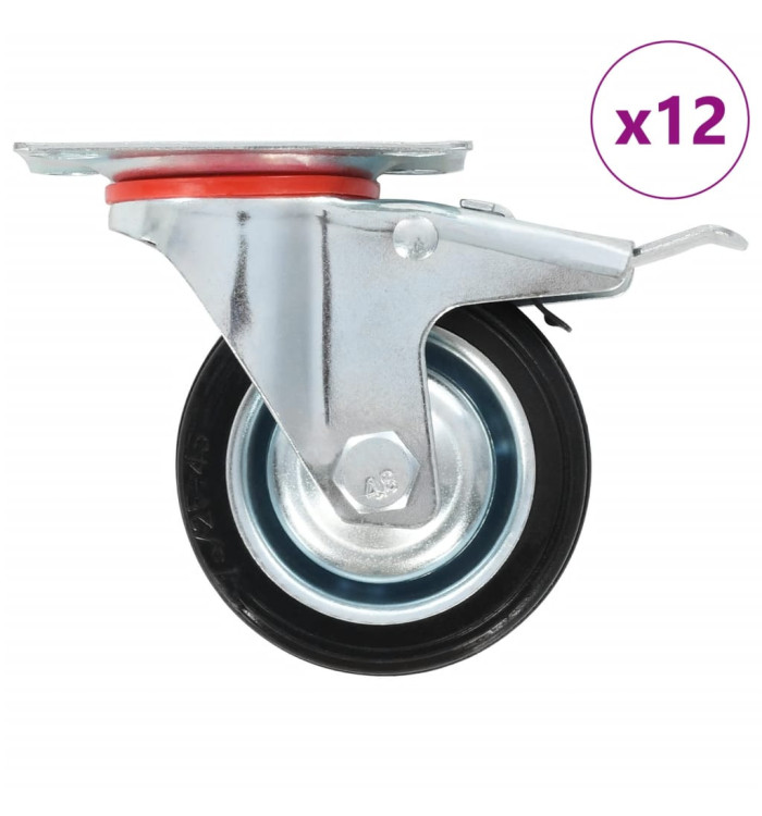 12 pcs Roulettes pivotantes 75 mm | Mobilier & Déco