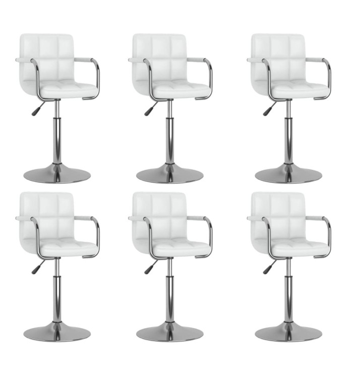 Chaises pivotantes à manger lot de 6 blanc similicuir | Mobilier & Déco