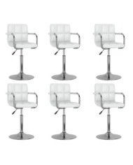 Chaises pivotantes à manger lot de 6 blanc similicuir | Mobilier & Déco
