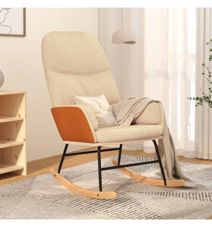 Chaise à bascule Blanc crème Tissu | Mobilier & Déco