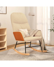Chaise à bascule Blanc crème Tissu | Mobilier & Déco