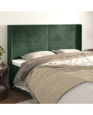 Tête de lit avec oreilles Vert foncé 183x16x118/128 cm Velours | Mobilier & Déco