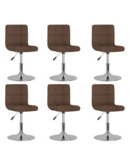 Chaises pivotantes à manger lot de 6 marron tissu | Mobilier & Déco