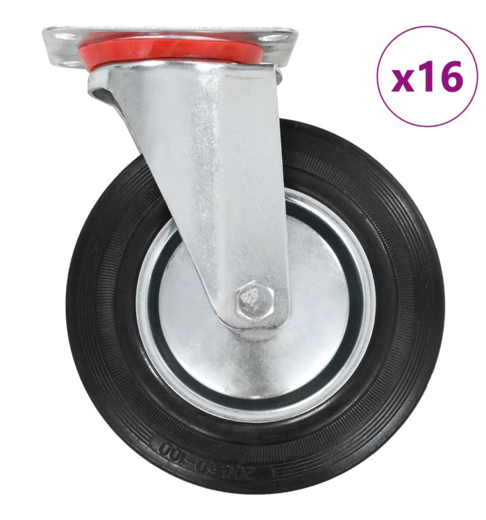 16 pcs Roulettes pivotantes 200 mm | Mobilier & Déco
