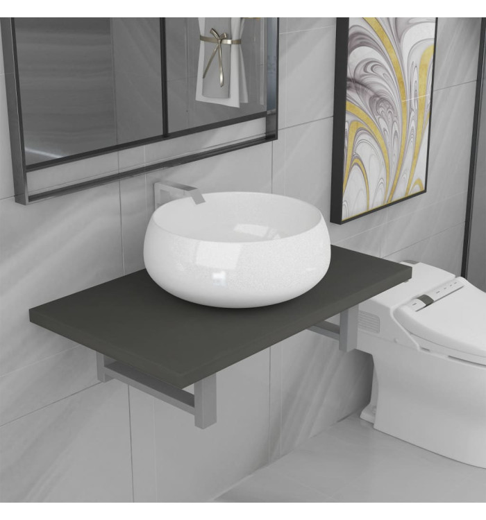 Meuble de salle de bain en deux pièces Céramique Gris | Mobilier & Déco