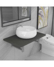 Meuble de salle de bain en deux pièces Céramique Gris | Mobilier & Déco