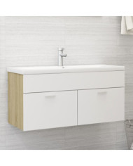 Armoire d'évier et lavabo intégré Blanc/chêne sonoma Aggloméré | Mobilier & Déco