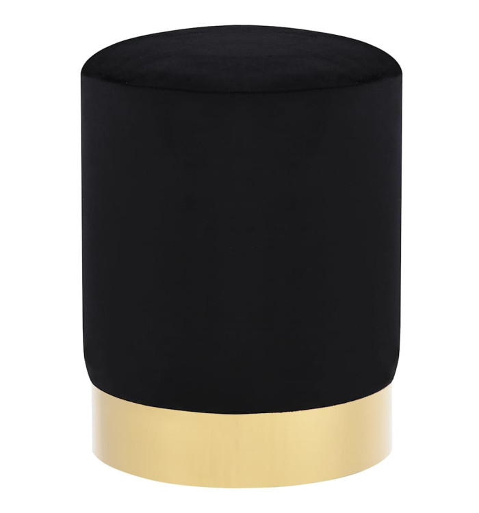 Tabouret Noir et doré Velours | Mobilier & Déco