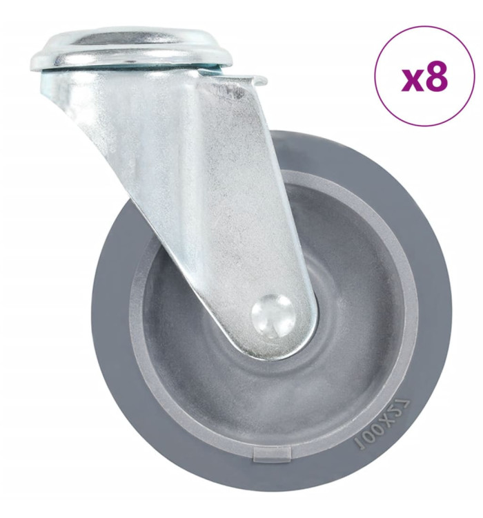 8 pcs Roulettes pivotantes à trou de boulon 100 mm | Mobilier & Déco