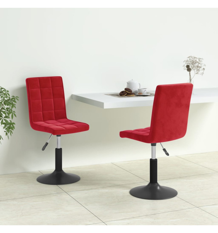 Chaises à manger pivotantes lot de 2 rouge bordeaux velours | Mobilier & Déco