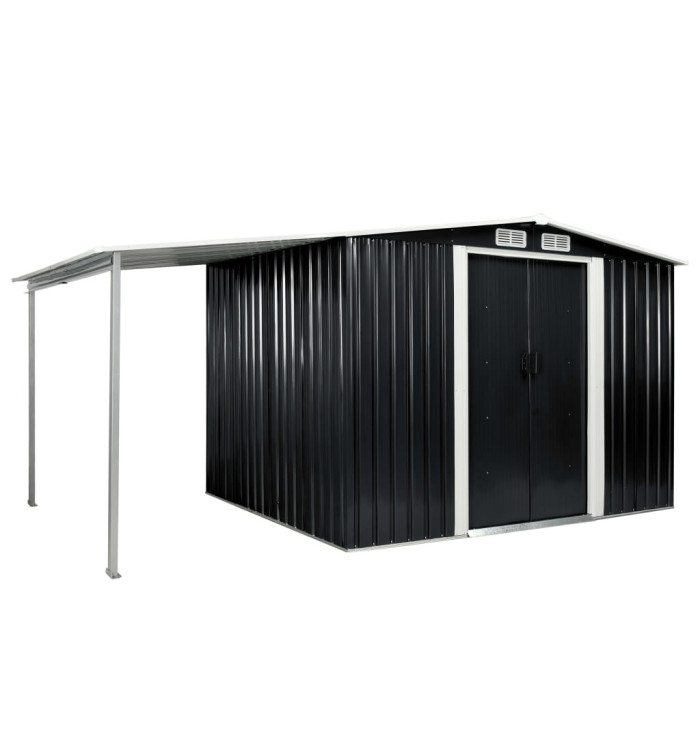 Abri de jardin avec portes Anthracite 386x205x178 cm Acier | Mobilier & Déco