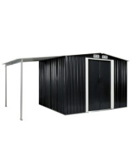 Abri de jardin avec portes Anthracite 386x205x178 cm Acier | Mobilier & Déco