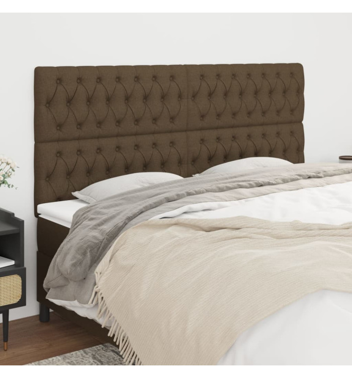 Têtes de lit 4 pcs Marron Foncé 90x7x78/88 cm Tissu | Mobilier & Déco