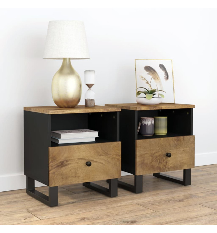 Tables de chevet 2 pcs Bois de manguier solide et d'ingénierie | Mobilier & Déco
