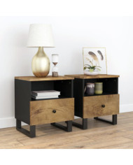 Tables de chevet 2 pcs Bois de manguier solide et d'ingénierie | Mobilier & Déco
