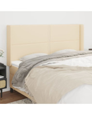 Tête de lit avec oreilles Crème 163x16x118/128 cm Tissu | Mobilier & Déco
