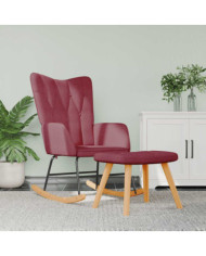 Chaise à bascule avec tabouret Rouge bordeaux Tissu | Mobilier & Déco