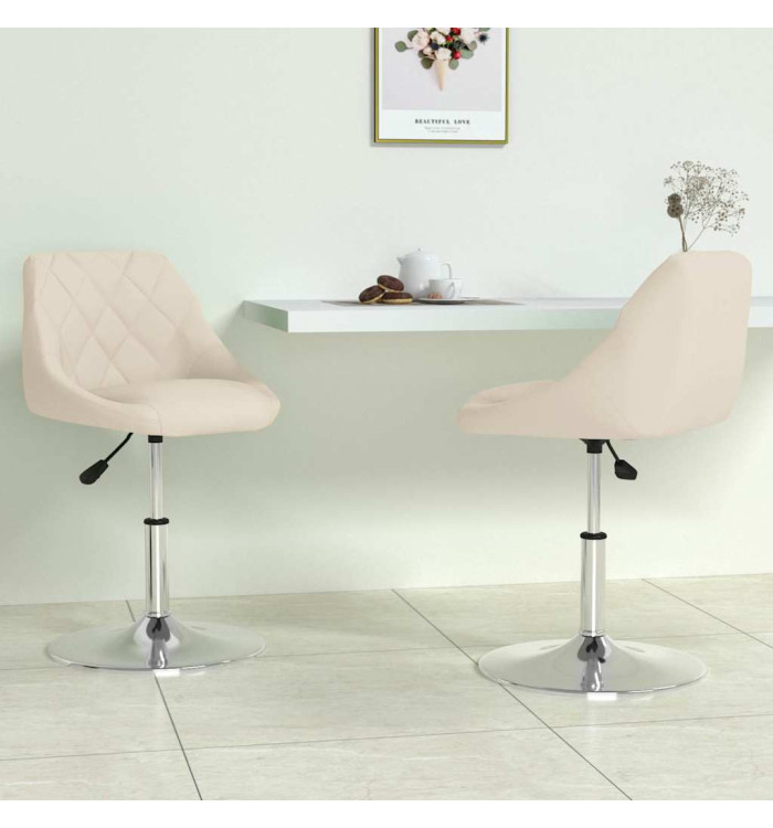Chaises pivotantes à manger lot de 2 Crème Velours | Mobilier & Déco