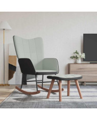 Chaise à bascule avec repose-pied Gris clair Velours et PVC | Mobilier & Déco