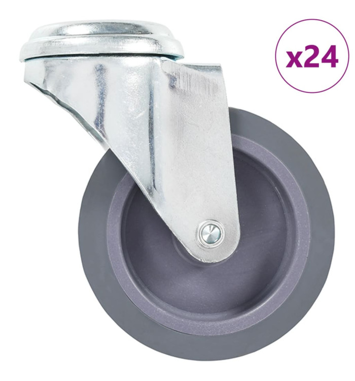 24 pcs Roulettes pivotantes à trou de boulon 75 mm | Mobilier & Déco