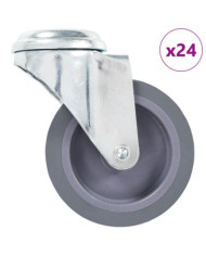 24 pcs Roulettes pivotantes à trou de boulon 75 mm | Mobilier & Déco