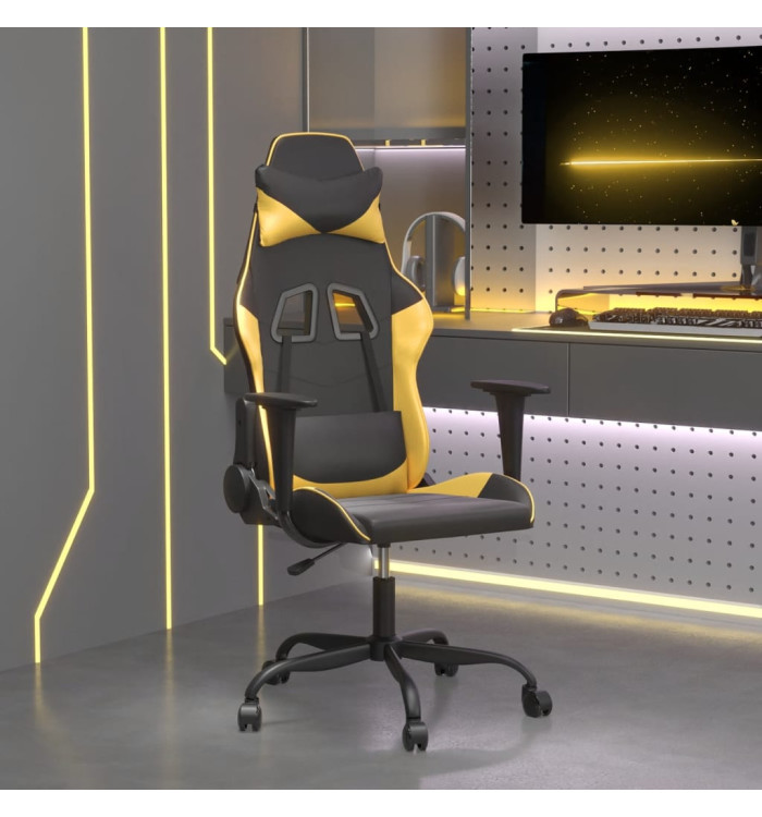 Chaise de jeu de massage Noir et doré Similicuir | Mobilier & Déco