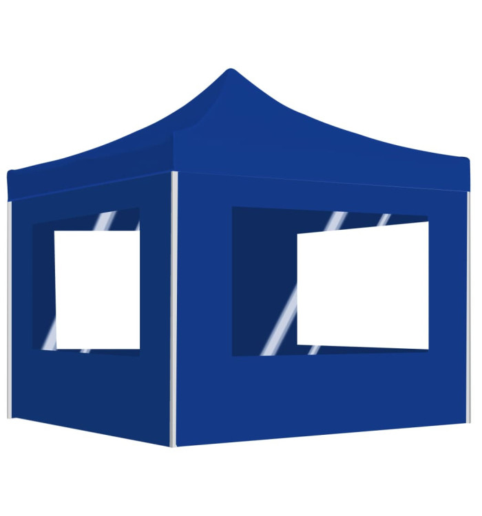 Tente de réception pliable avec parois Aluminium 2x2 m Bleu | Mobilier & Déco