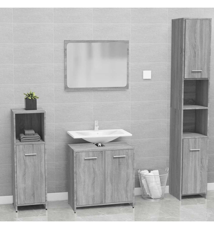 Meubles de salle de bain Sonoma gris Bois d'ingénierie | Mobilier & Déco