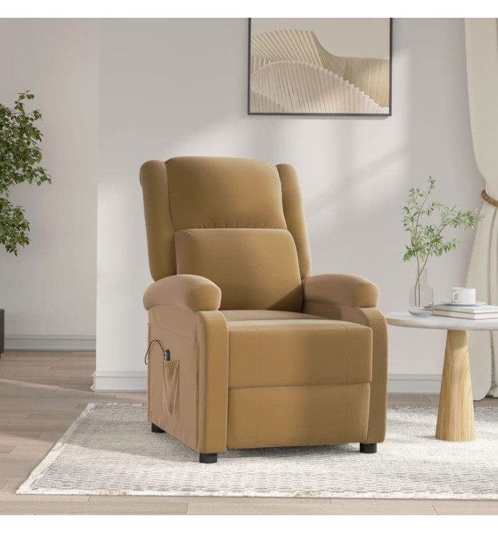 Fauteuil inclinable électrique Marron Velours | Mobilier & Déco