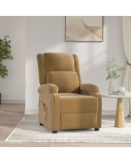 Fauteuil inclinable électrique Marron Velours | Mobilier & Déco