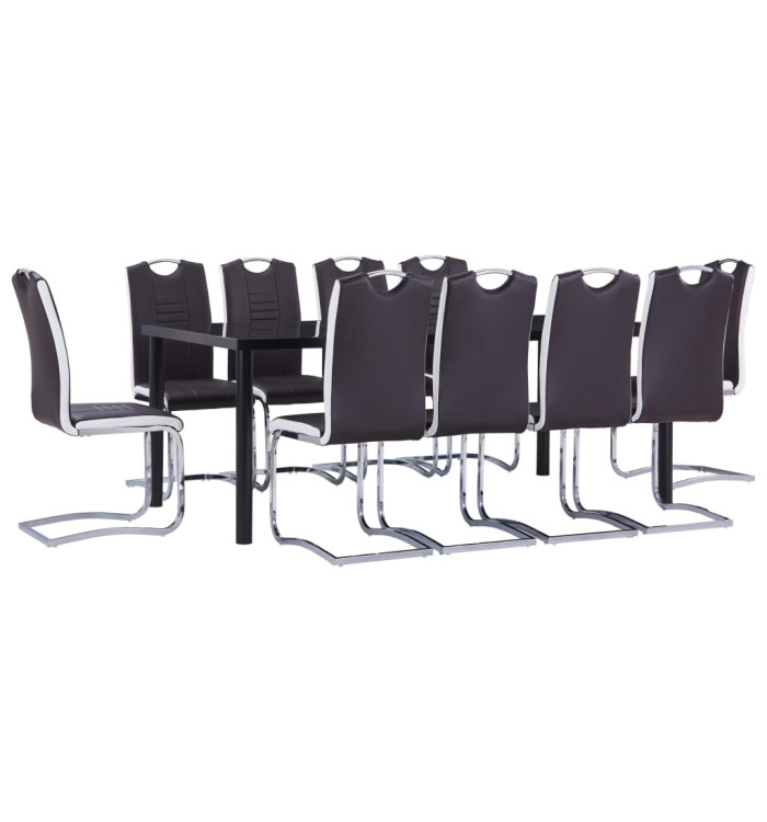 Ensemble de salle à manger 11 pcs Similicuir Marron | Mobilier & Déco