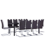 Ensemble de salle à manger 11 pcs Similicuir Marron | Mobilier & Déco