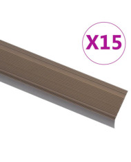 Nez de marche forme en L 15 pcs aluminium 100 cm marron | Mobilier & Déco
