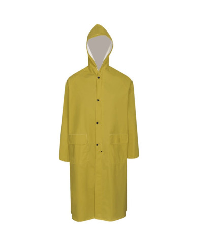 Manteau de pluie long imperméable résistant à capuche jaune L | Mobilier & Déco