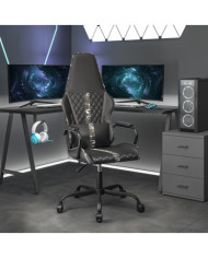 Chaise de jeu de massage camouflage et noir similicuir | Mobilier & Déco