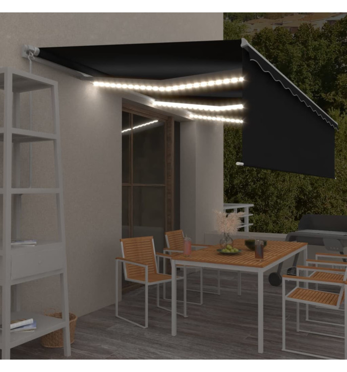 Auvent manuel rétractable avec store et LED 6x3 m Anthracite | Mobilier & Déco