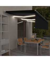 Auvent manuel rétractable avec store et LED 6x3 m Anthracite | Mobilier & Déco