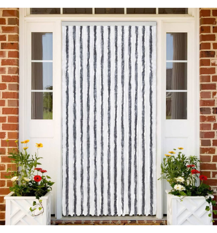 Moustiquaire gris et blanc 118x220 cm chenille | Mobilier & Déco