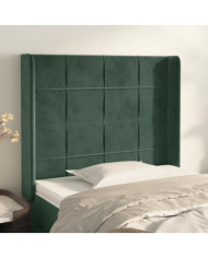 Tête de lit avec oreilles Vert foncé 93x16x118/128 cm Velours | Mobilier & Déco