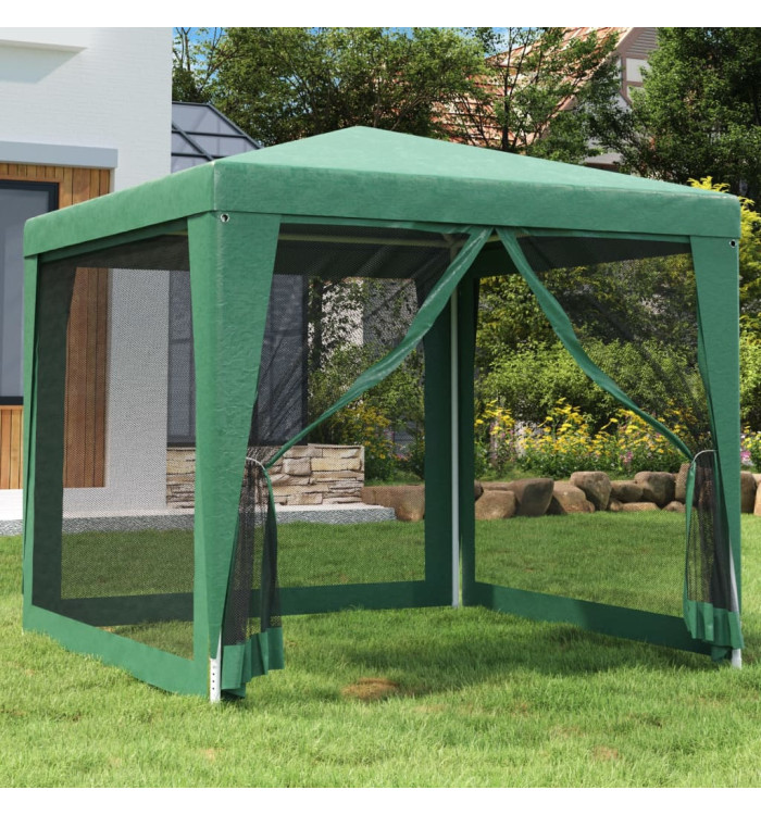 Tente de fête avec 4 parois latérales en maille Vert 2.5x2.5 m | Mobilier & Déco