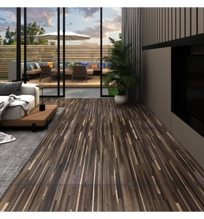 Dalles de plancher PVC autoadhésif 5,21 m² 2 mm marron rayé | Mobilier & Déco