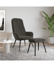 Chaise de relaxation avec repose-pied Gris foncé Velours | Mobilier & Déco