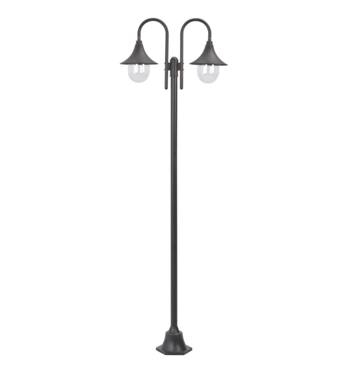 Lampadaire de jardin E27 220 cm Aluminium 2 lanternes Bronze | Mobilier & Déco