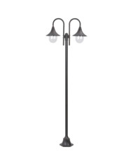 Lampadaire de jardin E27 220 cm Aluminium 2 lanternes Bronze | Mobilier & Déco