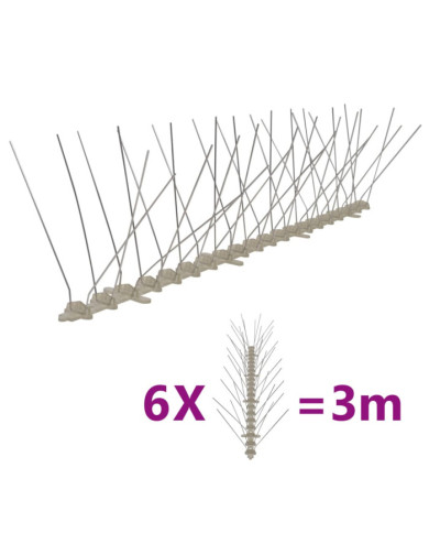 Ensemble de 6 pointes à 4 rangées contre oiseaux Plastique 3 m | Mobilier & Déco